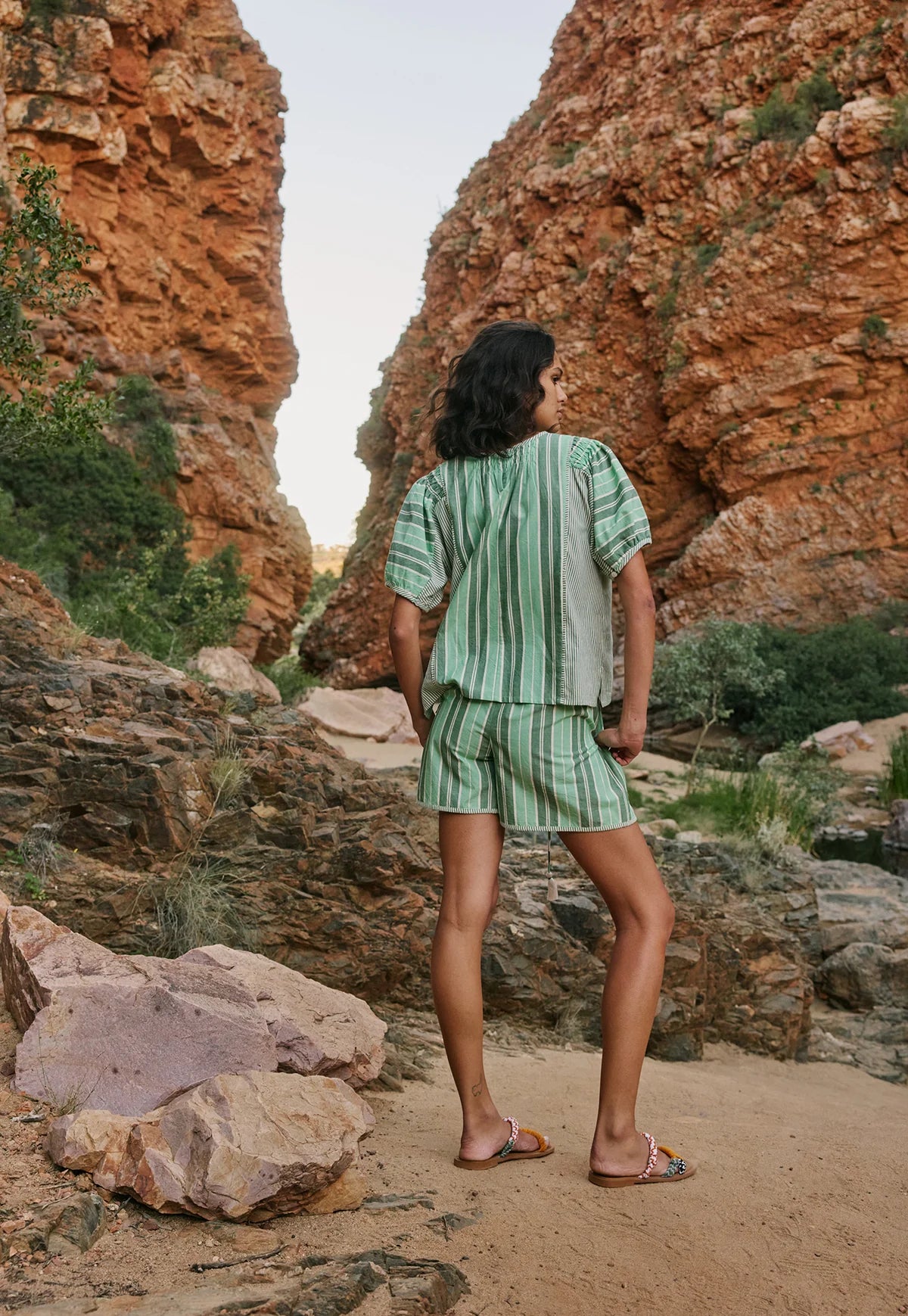 Nancybird Iris Short in Green Stripe