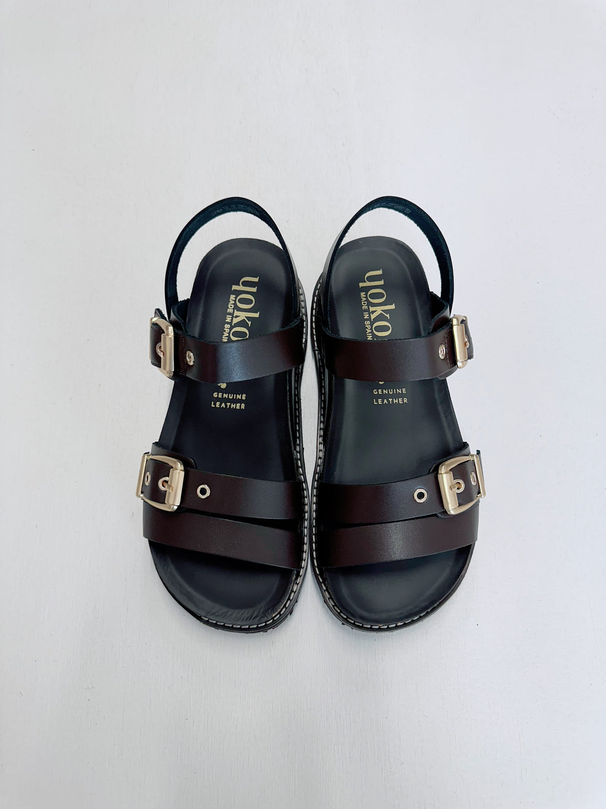 Yokono Oca 263 Platform Sandal in Brown Leather