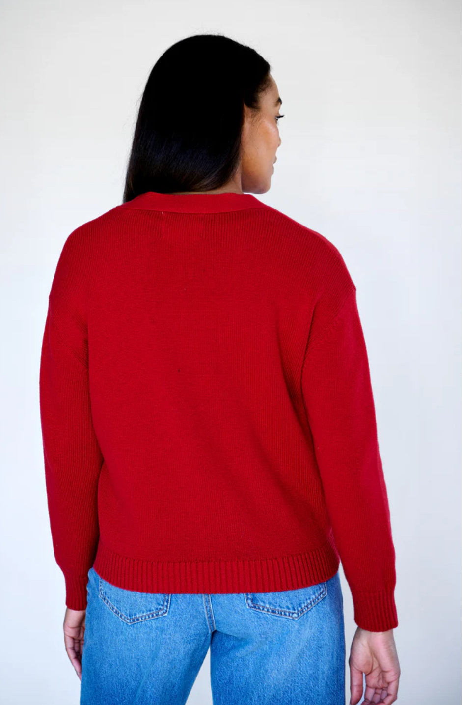 Maxted Button Down Cardigan in Red