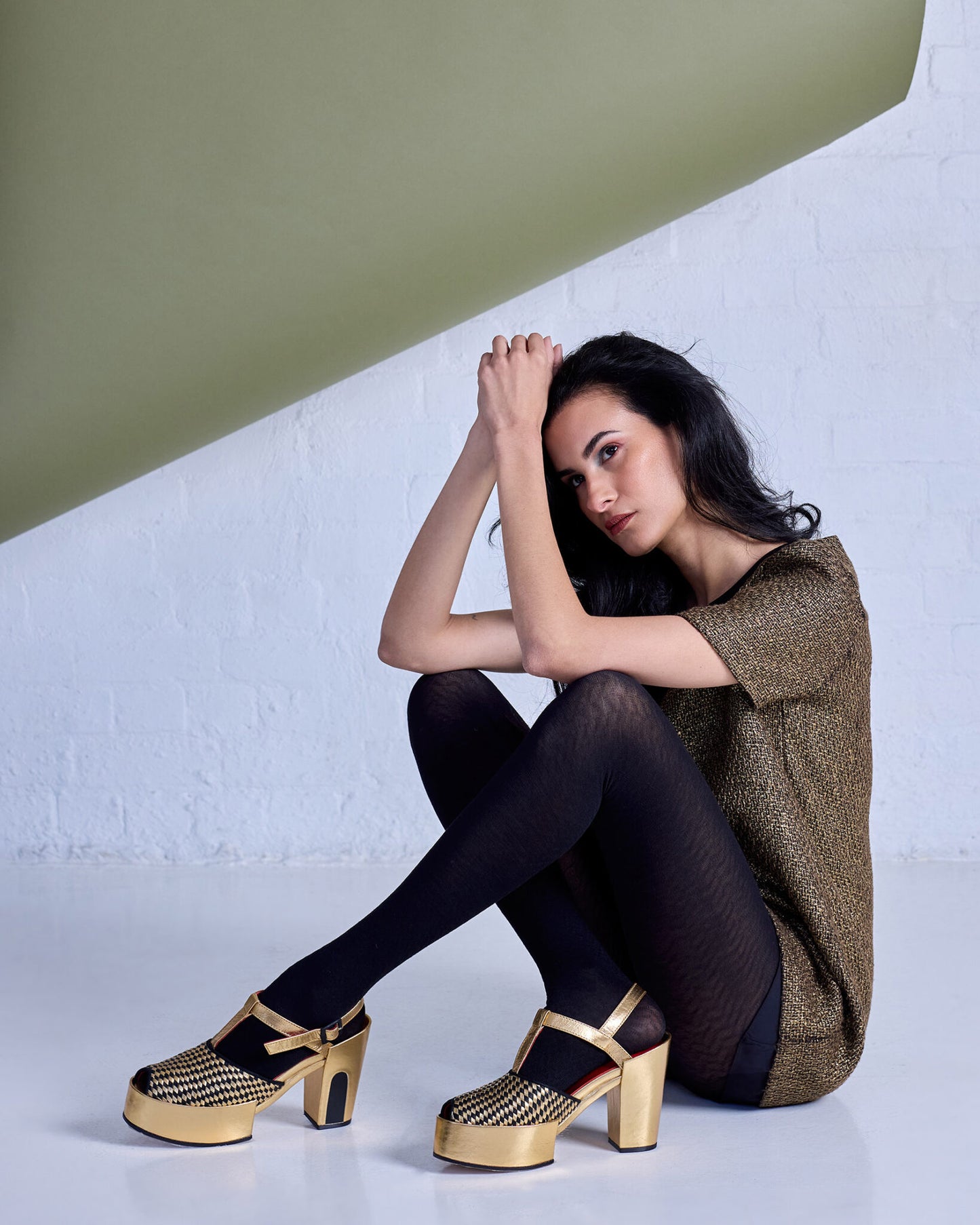 Tightology Herringbone Merino Wool Tights Black