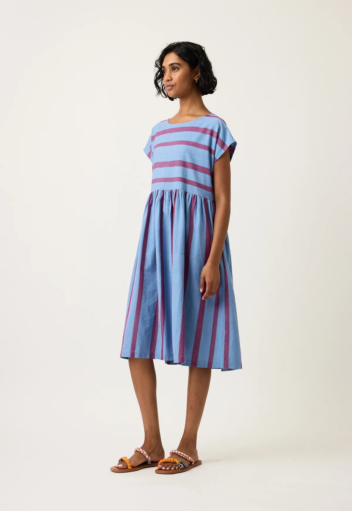 Nancybird Tathra Woven Dress in Raspberry Stripe
