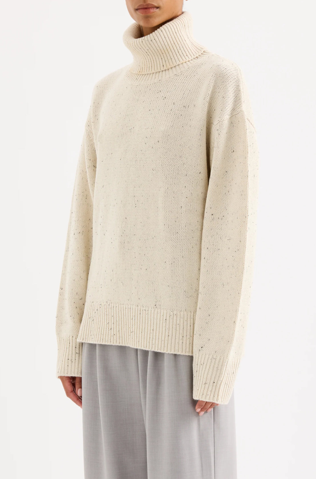 Nude Lucy Lander Turtleneck Knit in Oat Speckle
