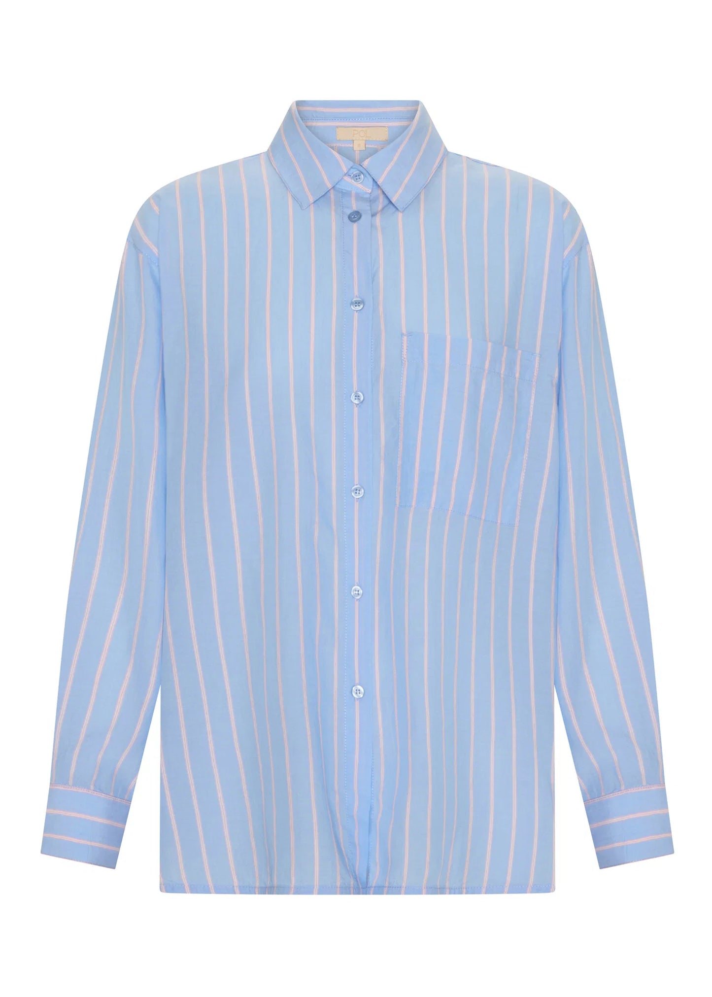 POL Aubin Long Sleeve Shirt Blue/Pink Stripe