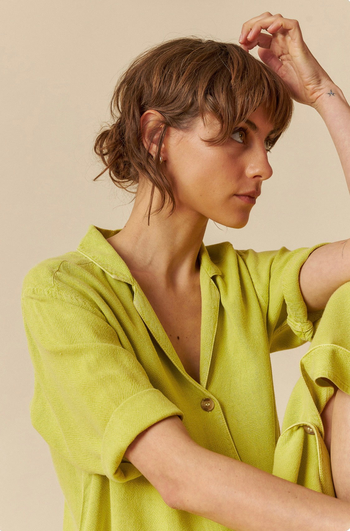 Indi and Cold Shirt Dress in Pistachio