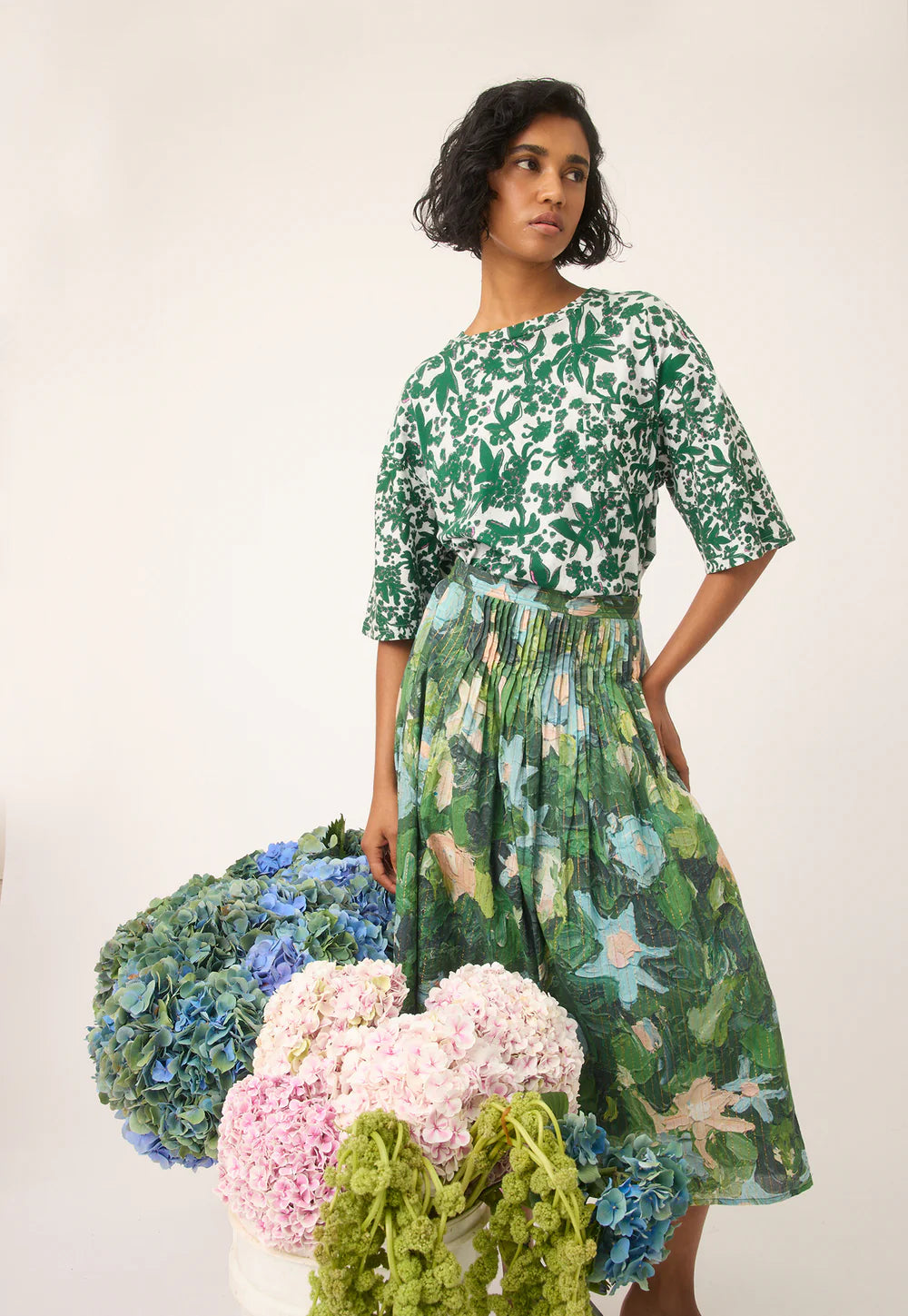 Nancybird Tasmin Boxy Tee in Parsley