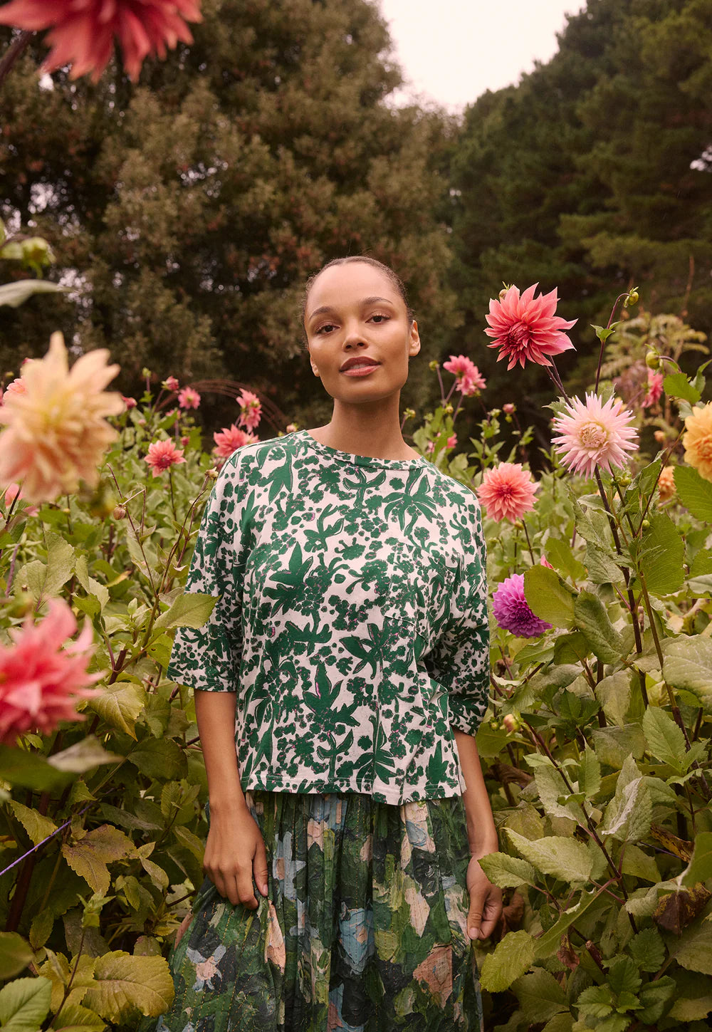 Nancybird Tasmin Boxy Tee in Parsley