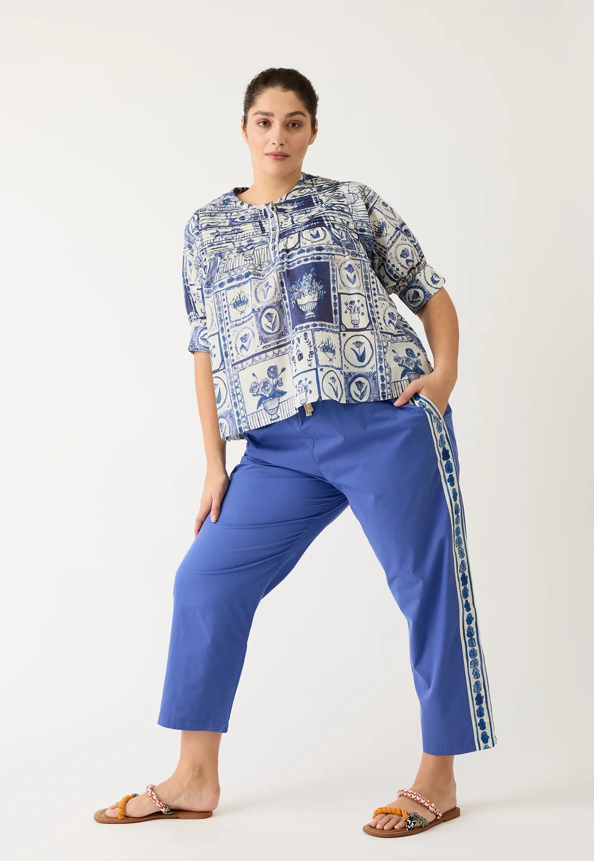 Nancybird Isla Pant in Blue Border
