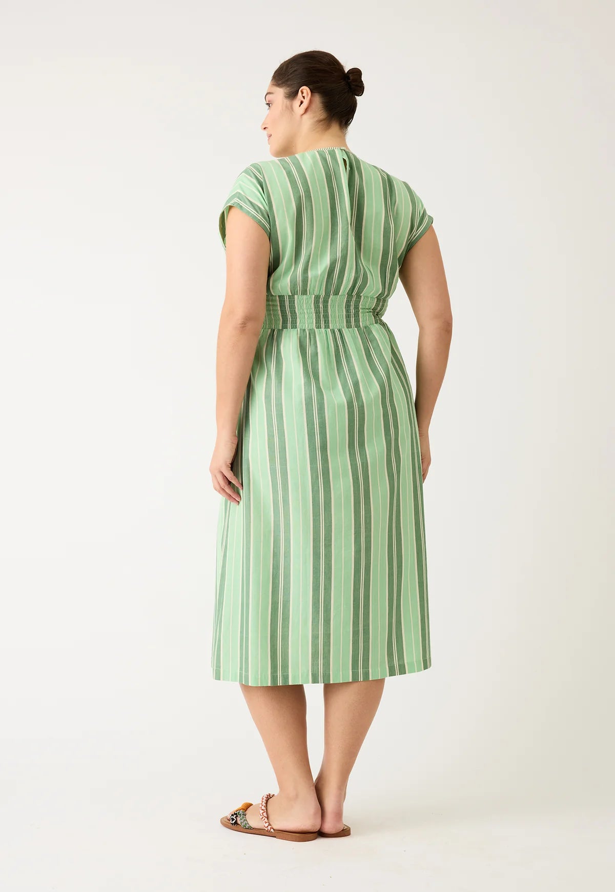 Nancybird Hana Wrap Dress in Green Stripe