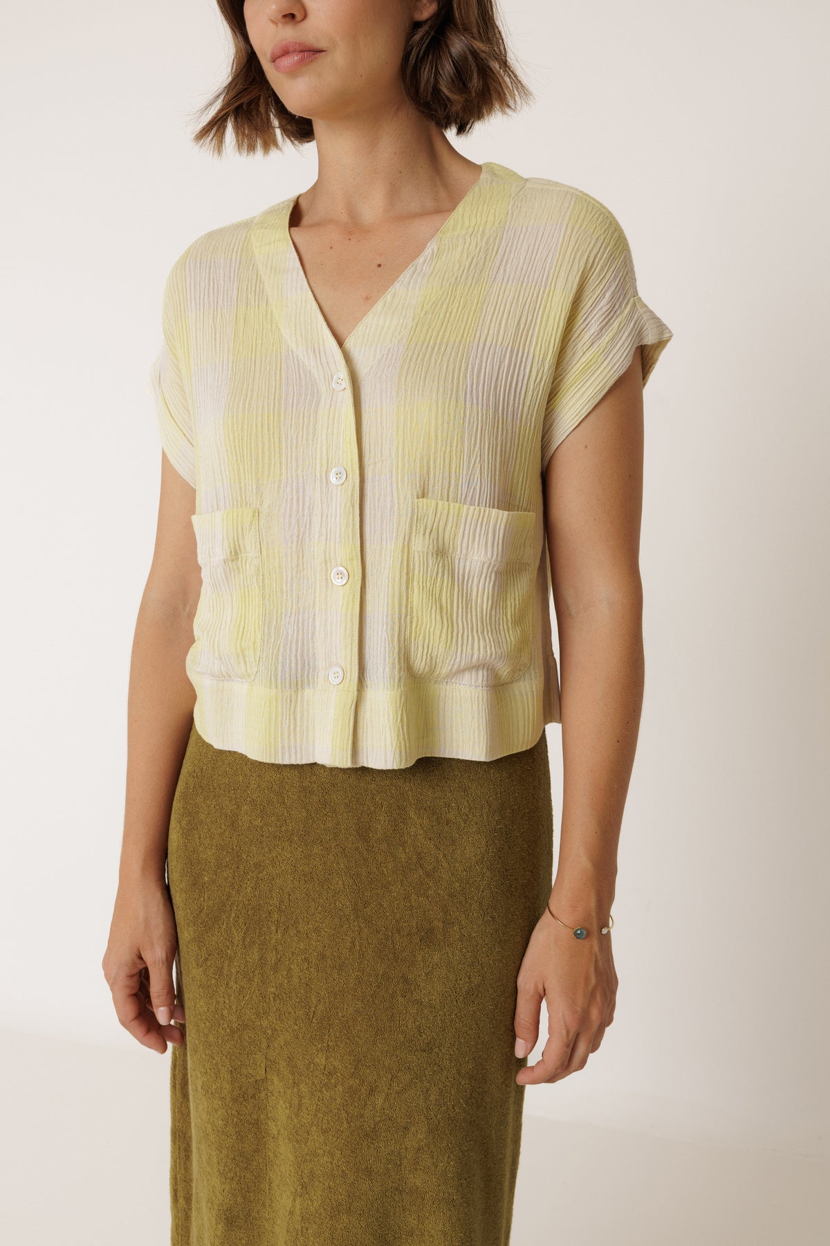 Indi and Cold Gingham Check Shirt in Wasabi