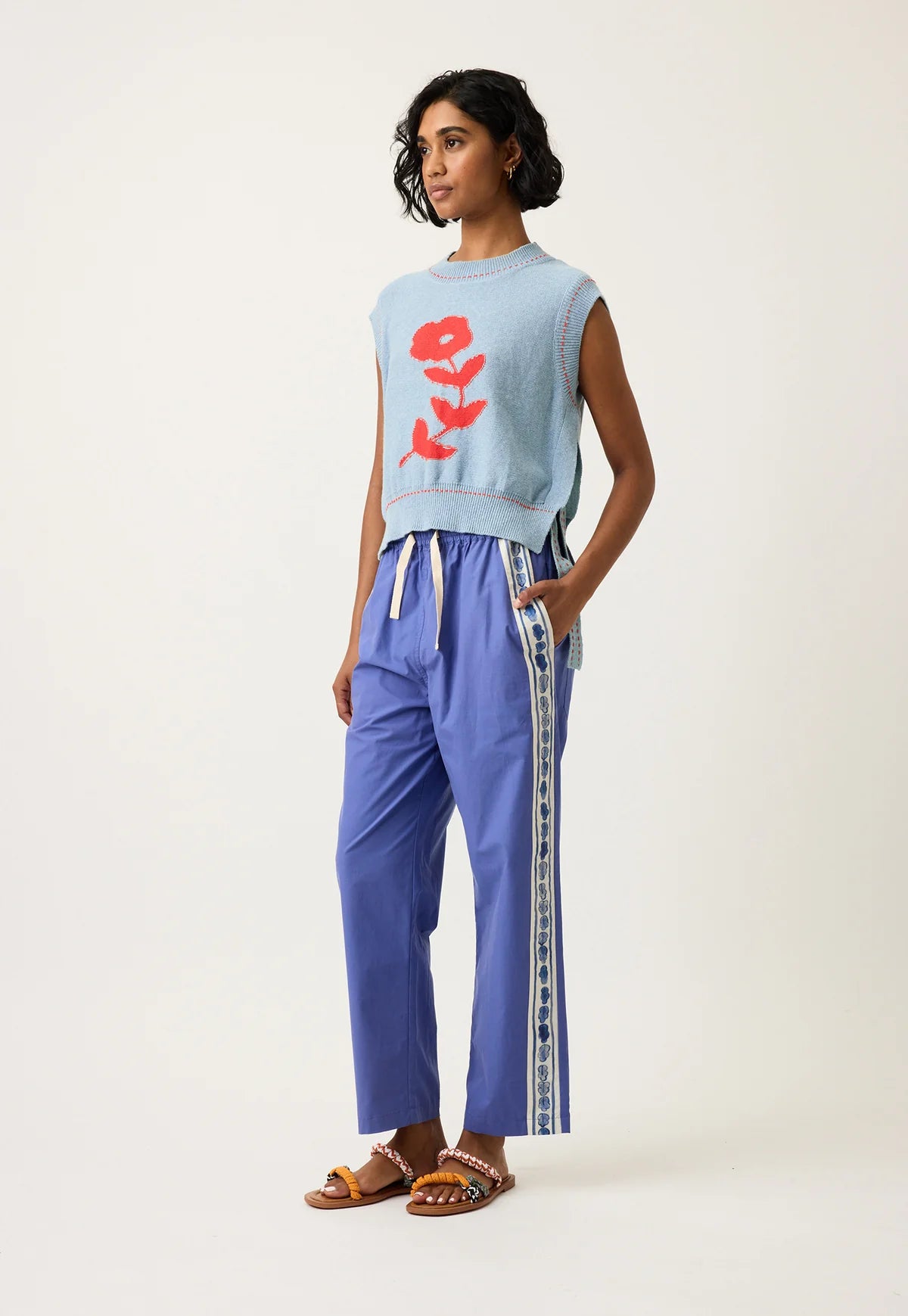 Nancybird Isla Pant in Blue Border