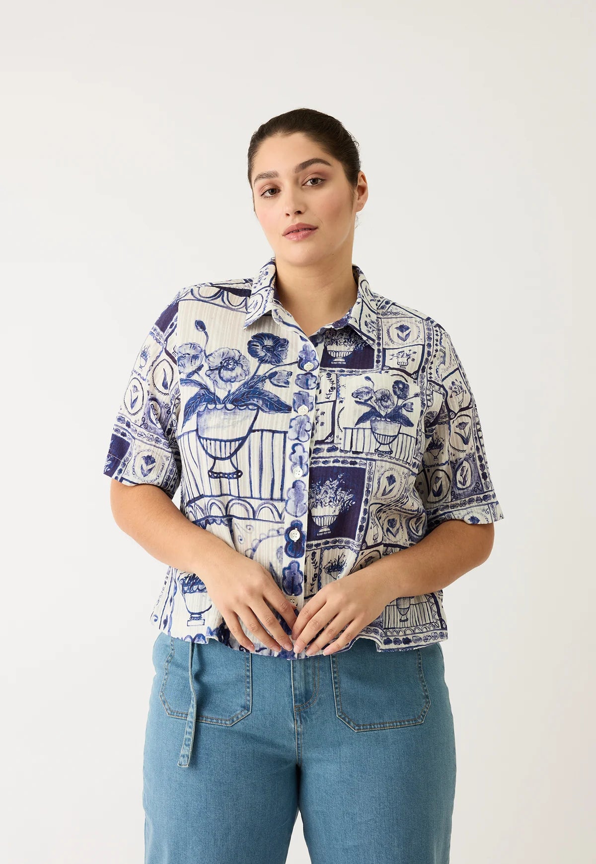 Nancybird Summer Shirt in Lyon Tile