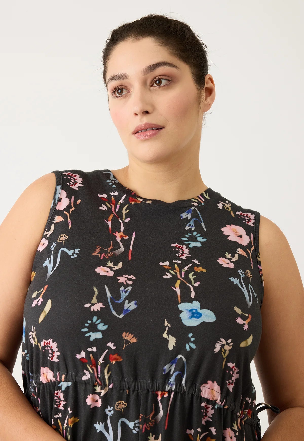 Nancybird Lidia Tie Dress in Watercolour Charcoal