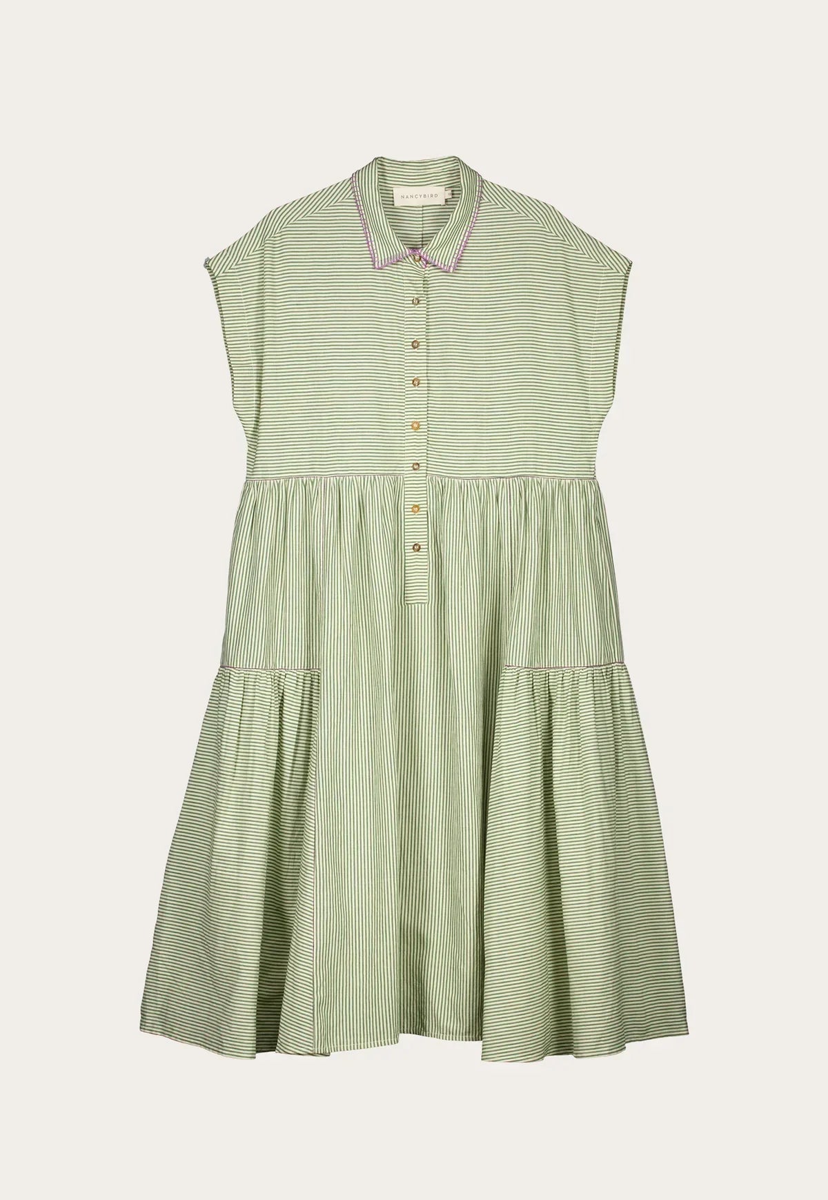 Nancybird Maja Dress in Green Stripe