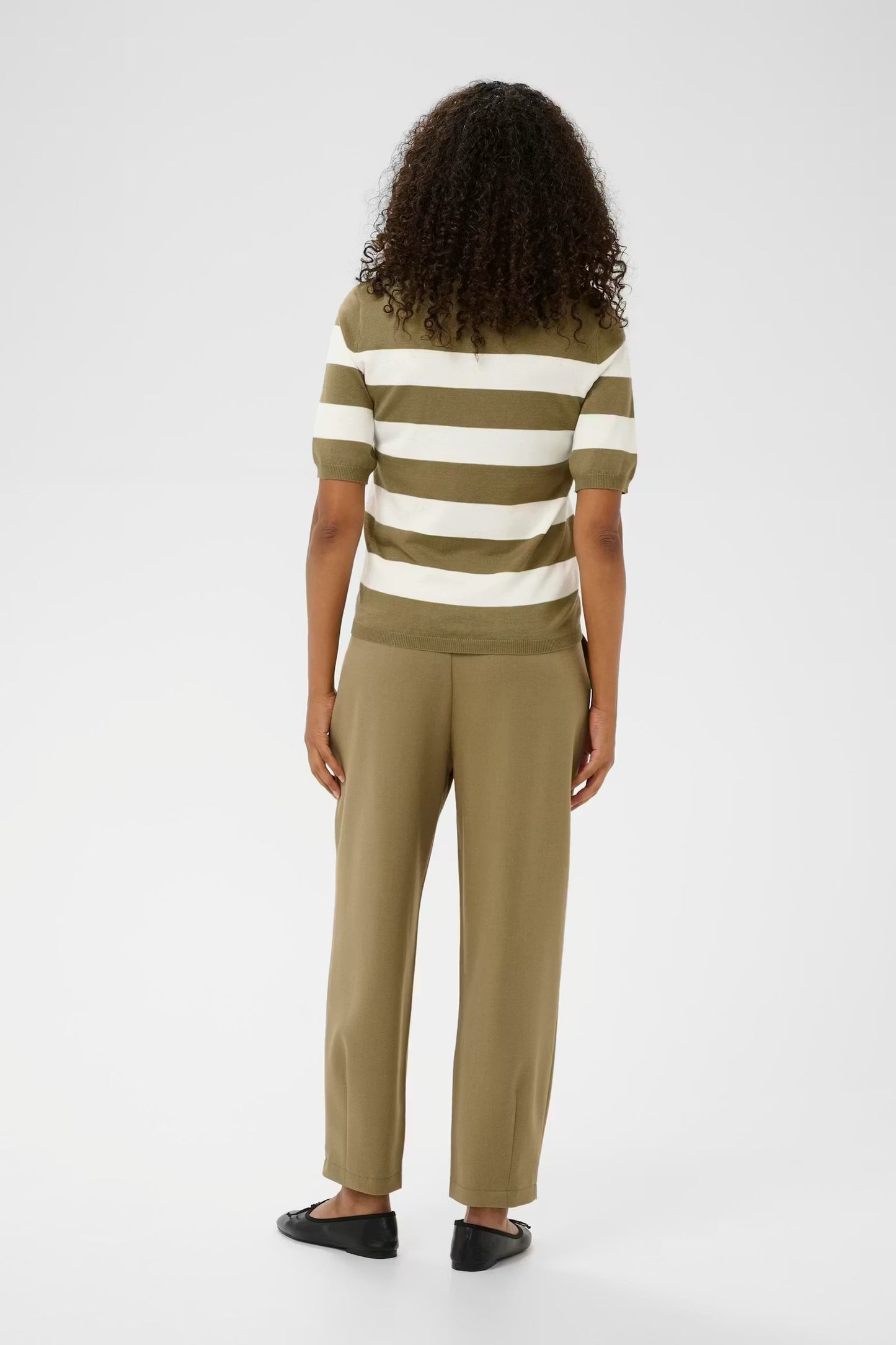 Kaffe KAlizza Striped Knit Dusky Green / Chalk