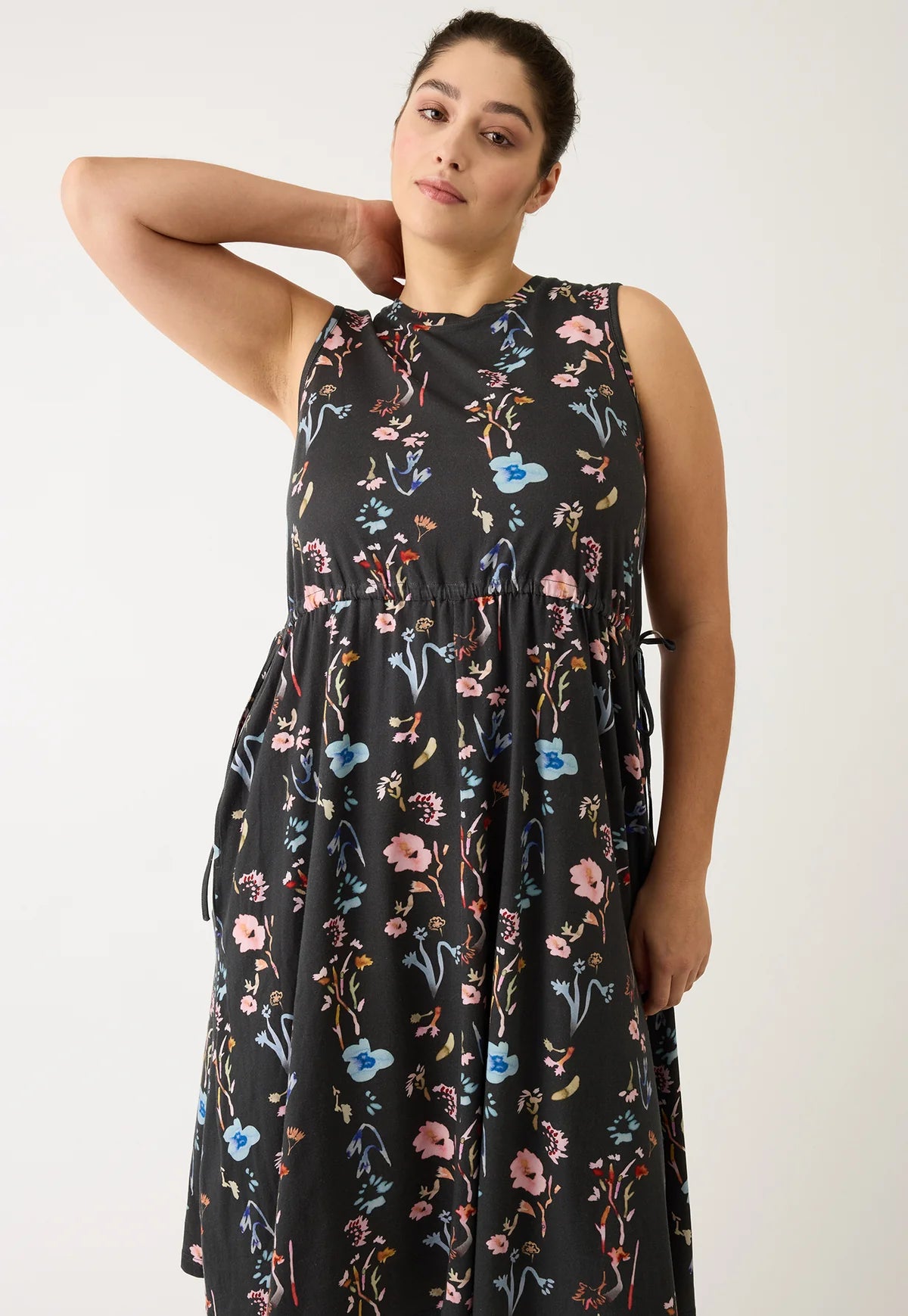Nancybird Lidia Tie Dress in Watercolour Charcoal