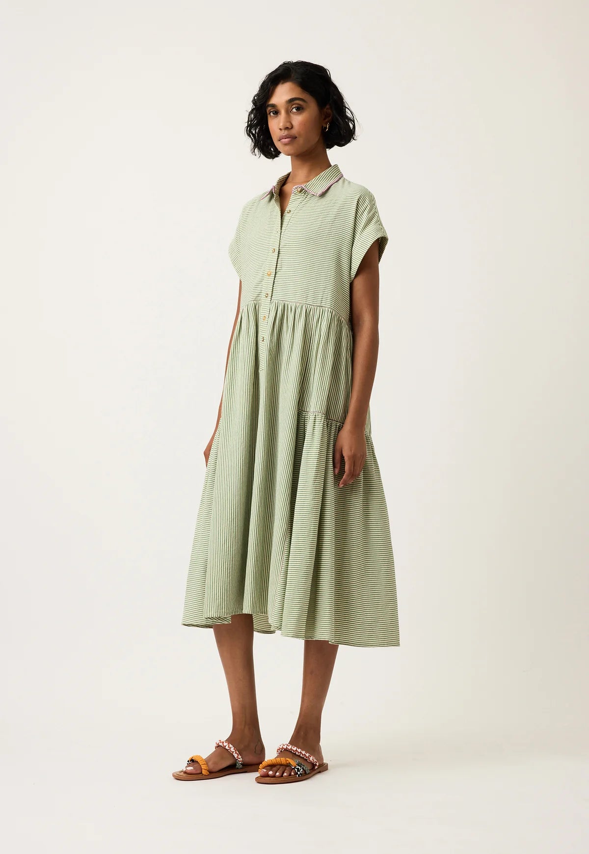 Nancybird Maja Dress in Green Stripe