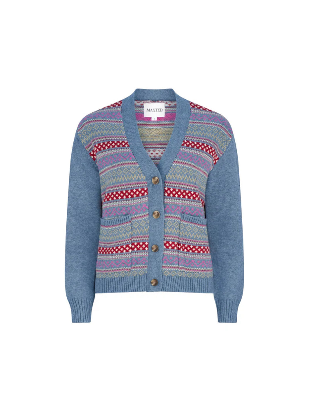 Maxted Button Down Cardigan in Charcoal Fairisle