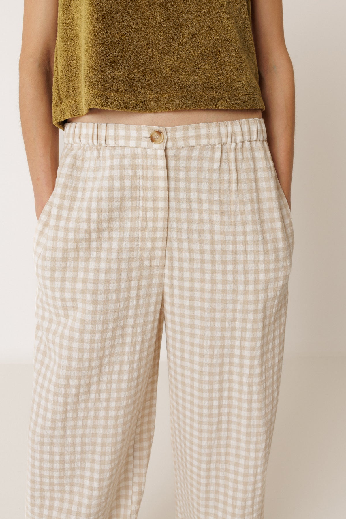 Indi & cold Elastic Waist Gingham Pant