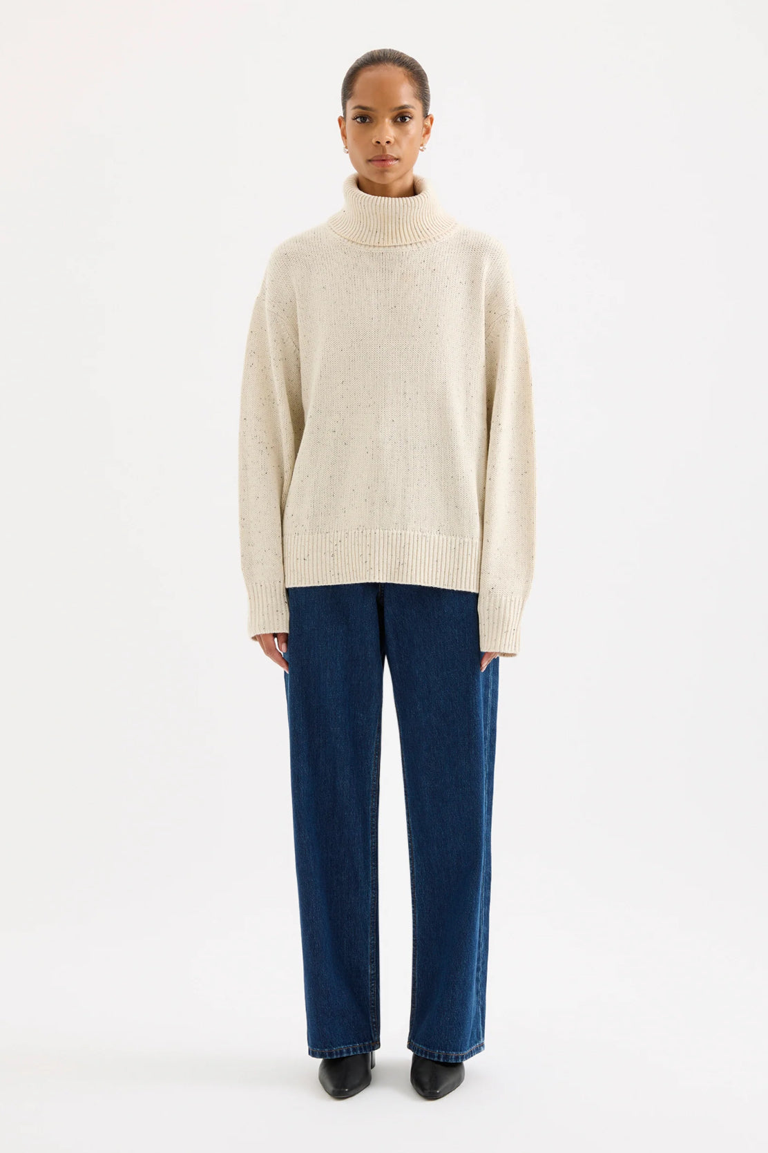 Nude Lucy Lander Turtleneck Knit in Oat Speckle