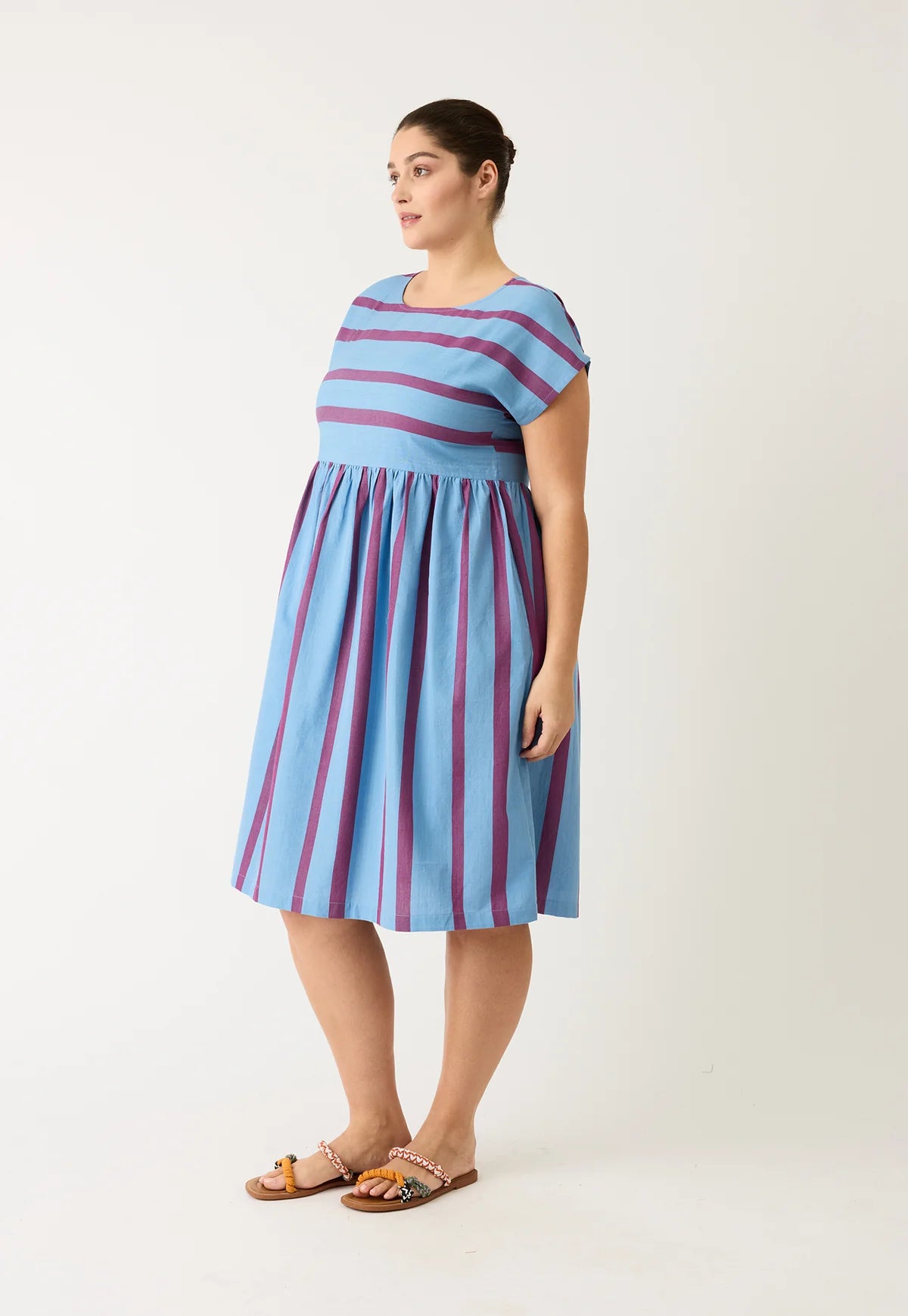 Nancybird Tathra Woven Dress in Raspberry Stripe