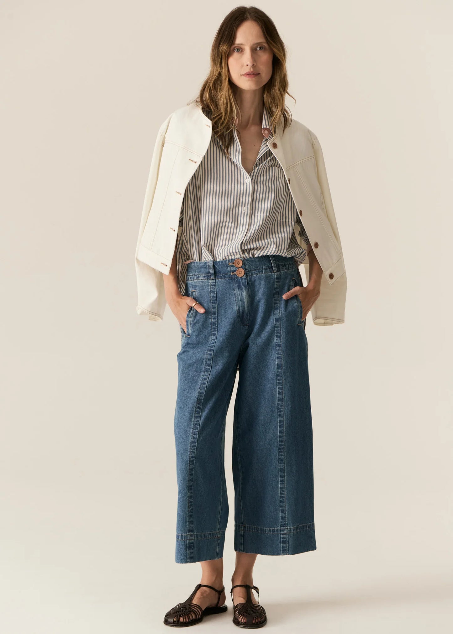 POL Carsen Crop Denim Pant in Light Wash