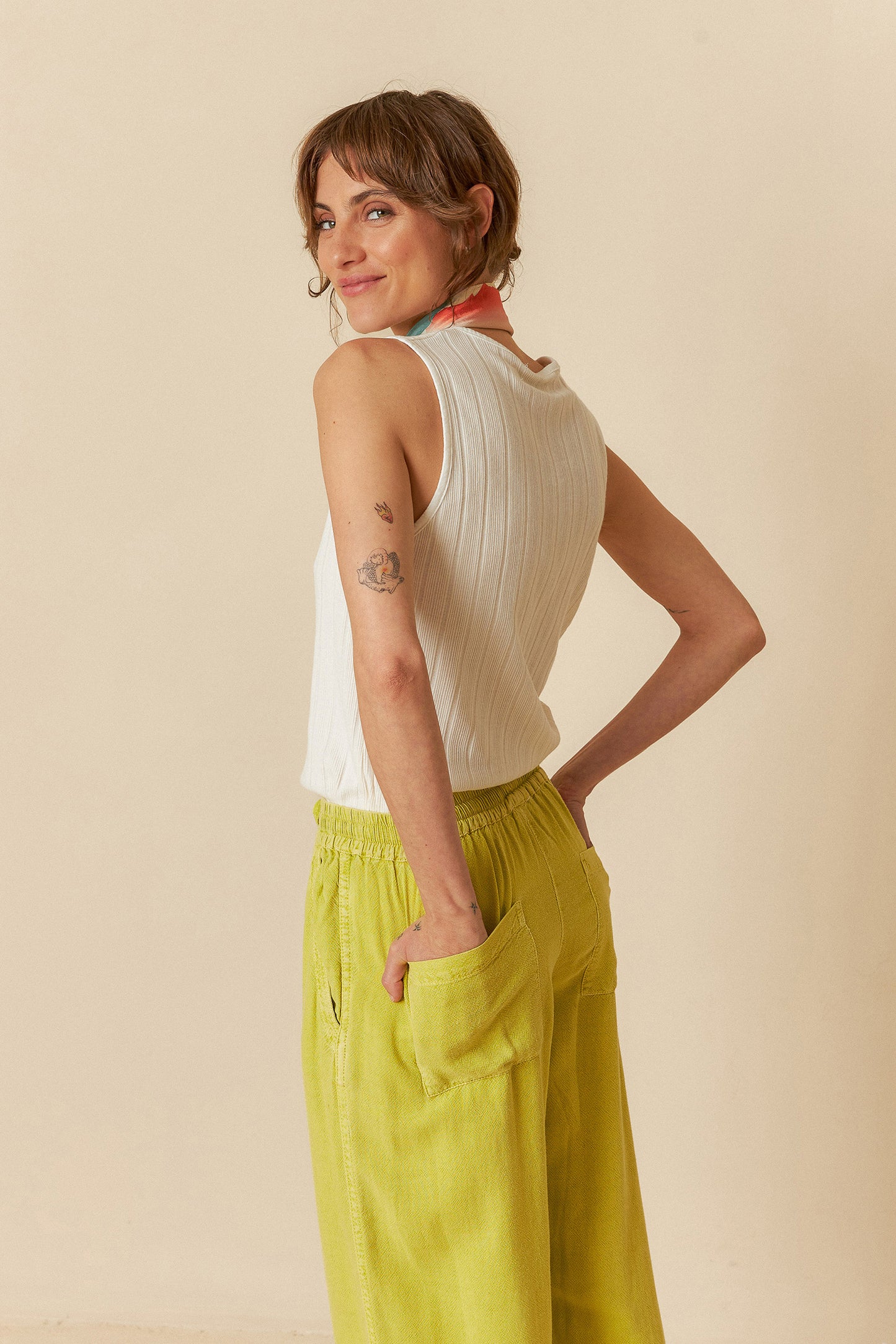 Indi and Cold Maxi Wide Leg Pant in Pistachio