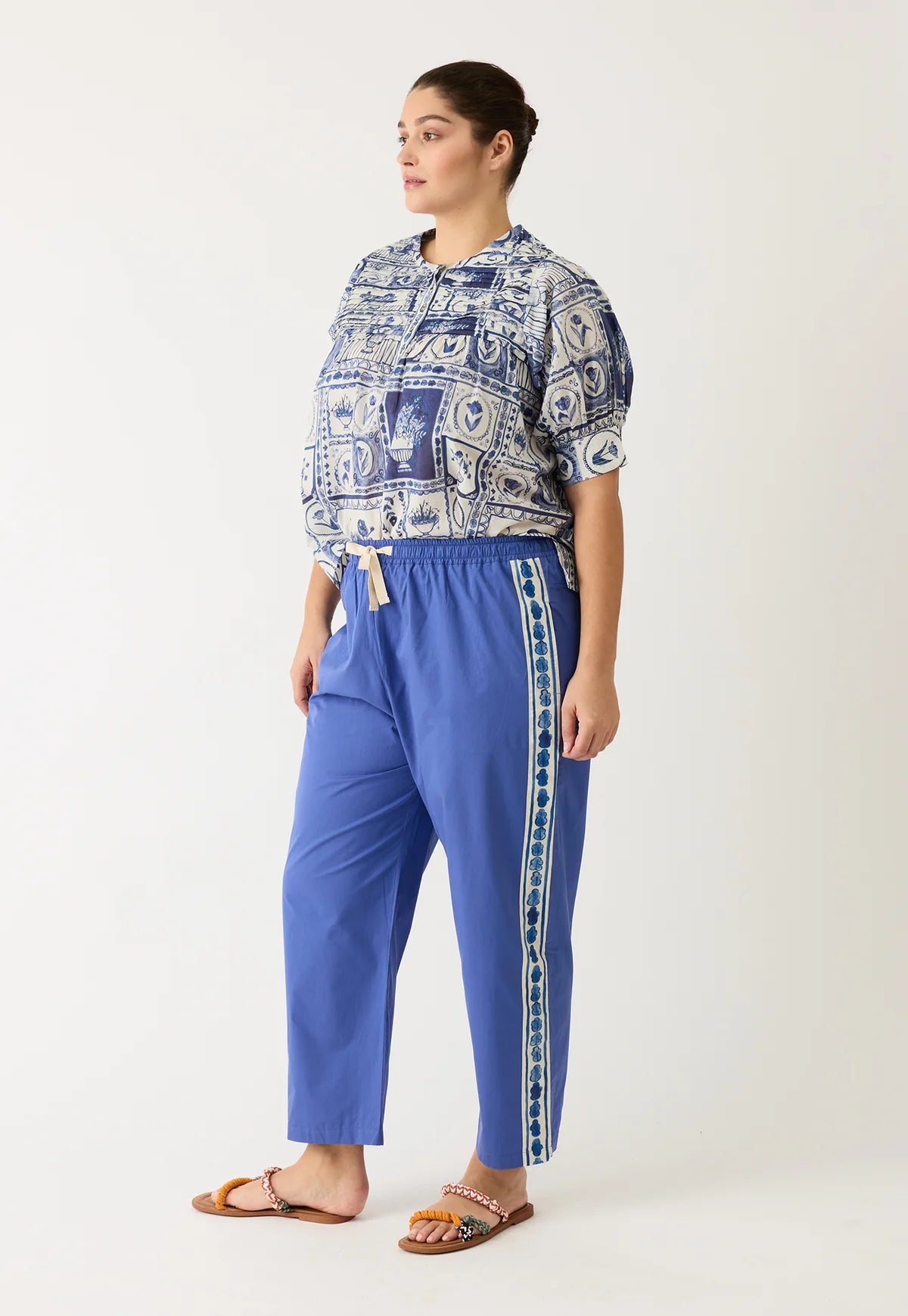 Nancybird Isla Pant in Blue Border