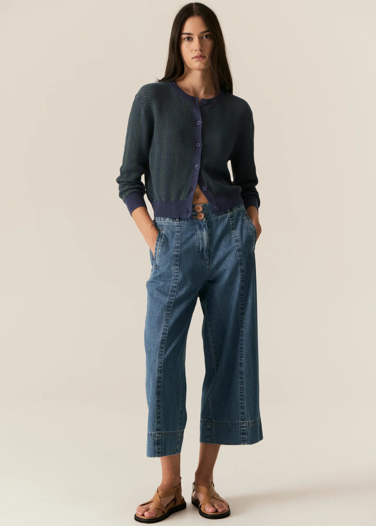 POL Carsen Crop Denim Pant in Light Wash