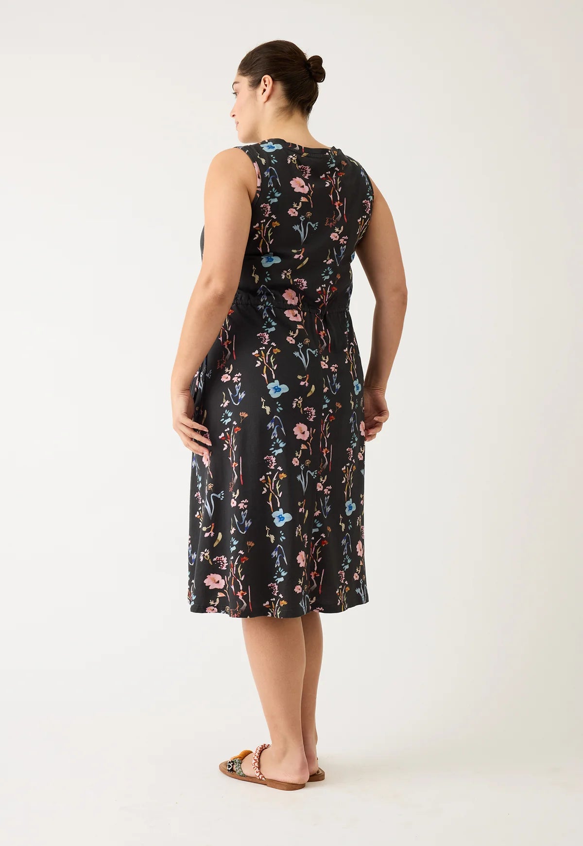Nancybird Lidia Tie Dress in Watercolour Charcoal