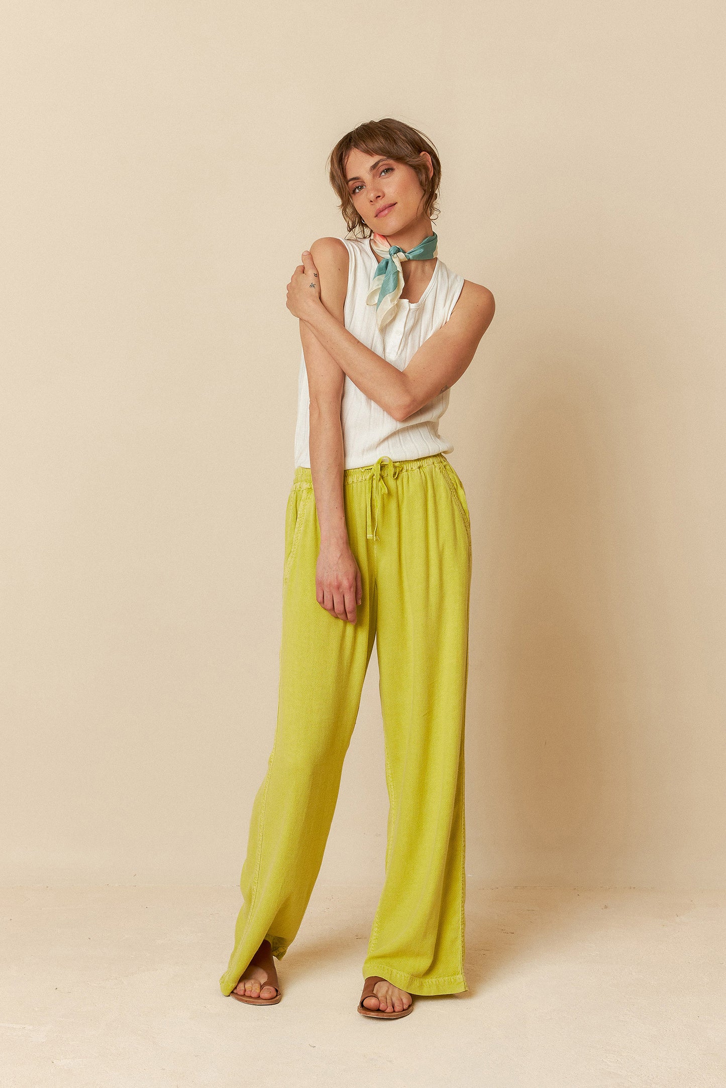 Indi and Cold Maxi Wide Leg Pant in Pistachio