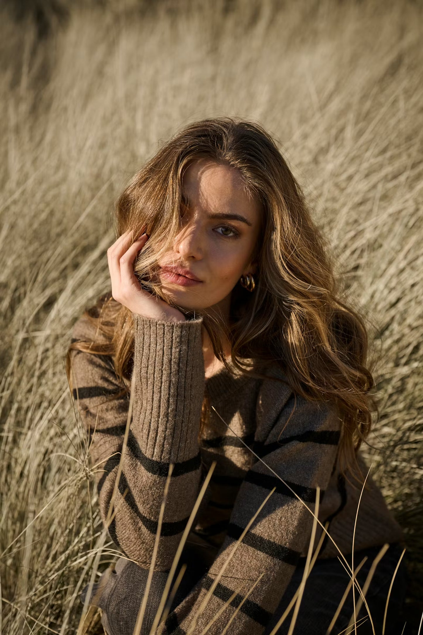 Kaffe KAerin Knit Pullover Morel Melange / Black Stripe