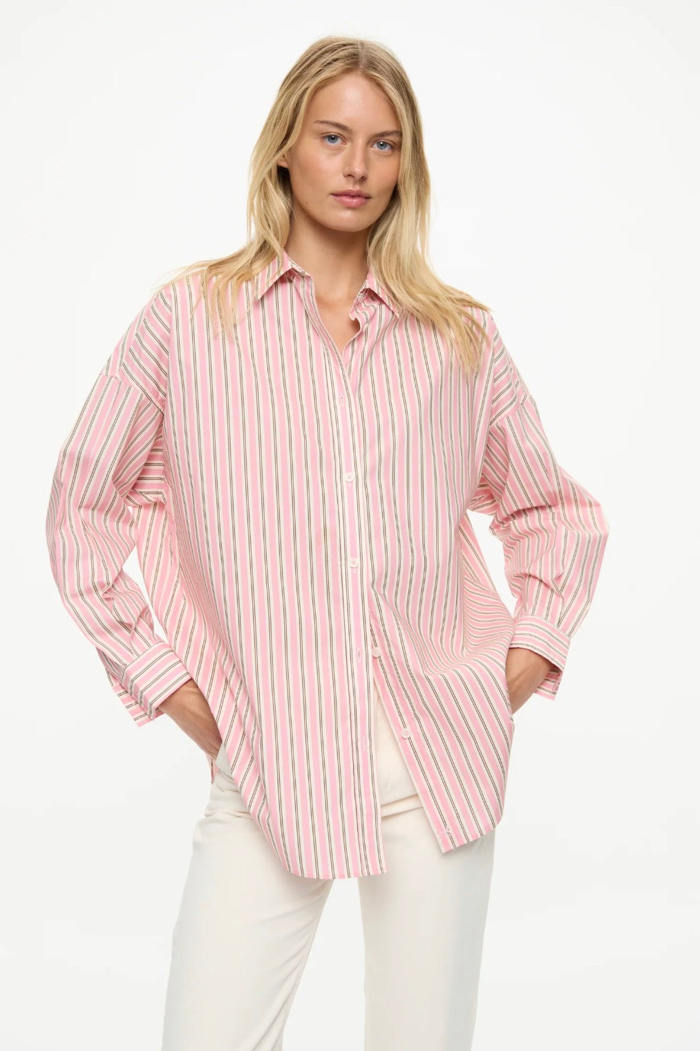 LMND Mara Oversized Long Sleeve Shirt Stripe