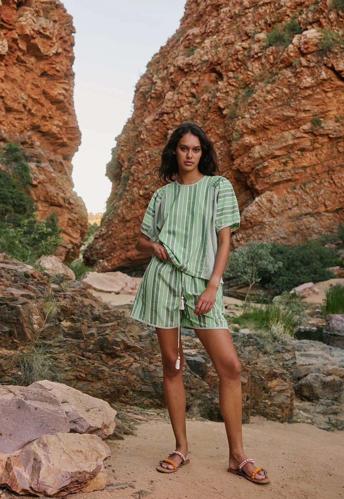 Nancybird Jolene Top in Green Stripe