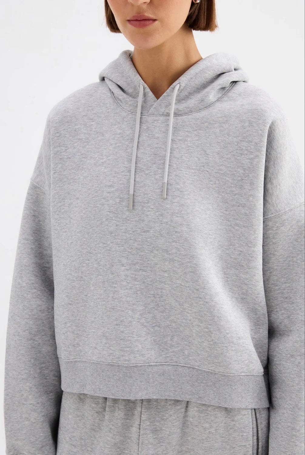 Grey marl oversized hoodie with drawstring hood, women's casual fashion