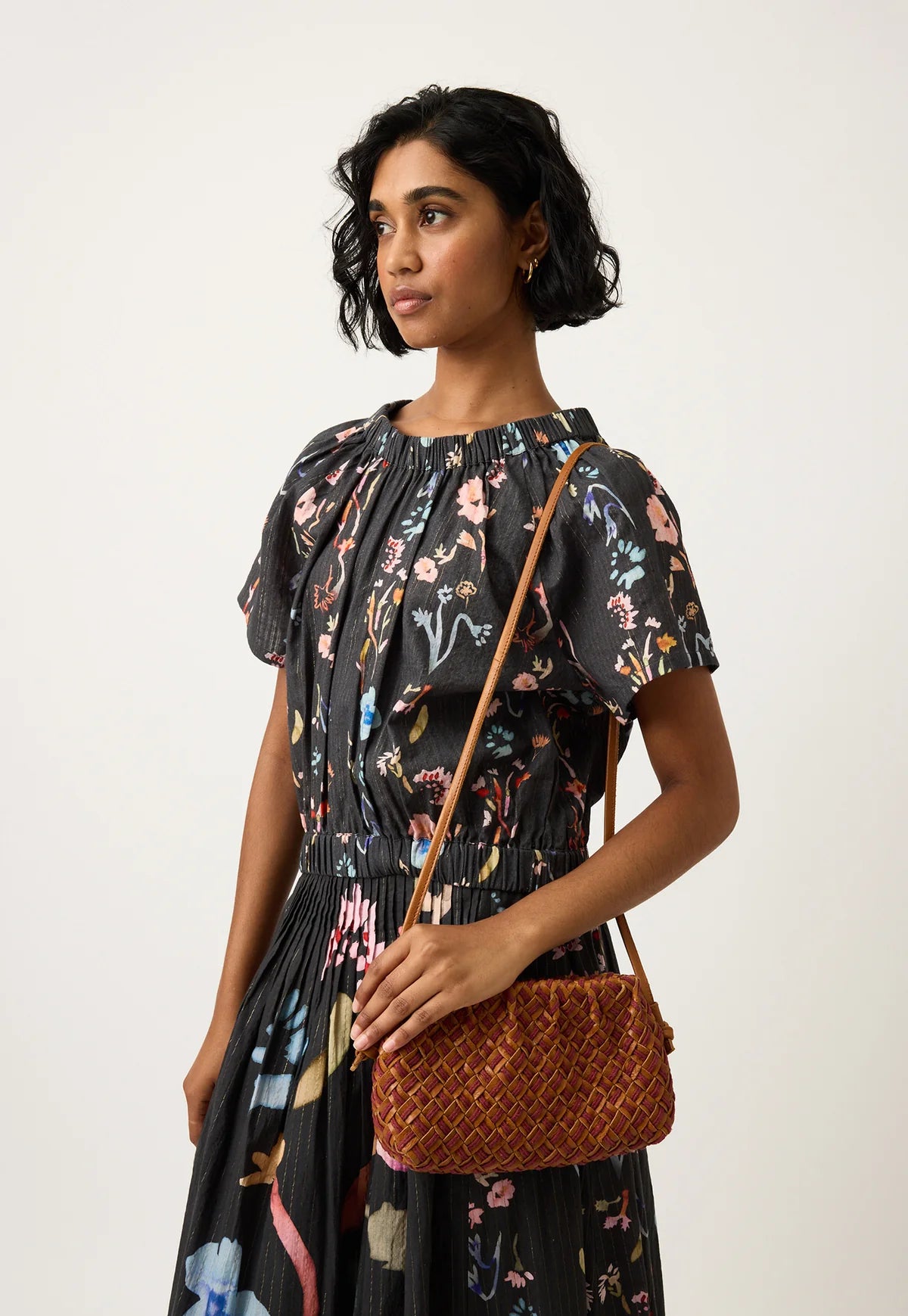 Nancybird Woven Clutch in Ochre Leather
