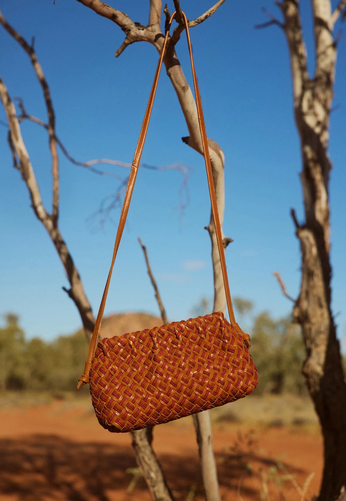 Nancybird Woven Clutch in Ochre Leather