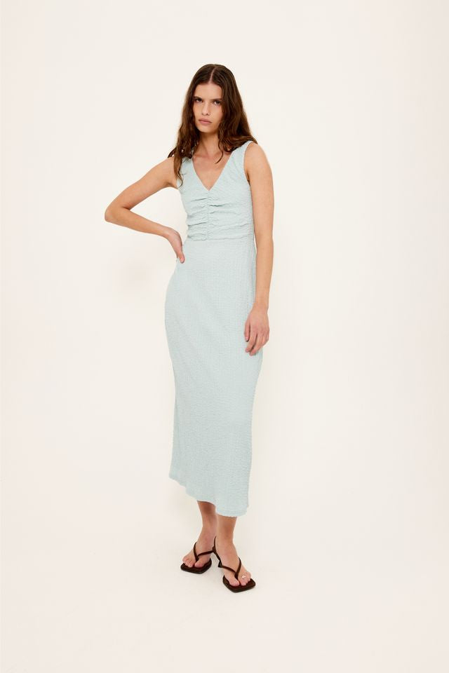 Staple the Label Amelie Gathered Midi Dress Seafoam