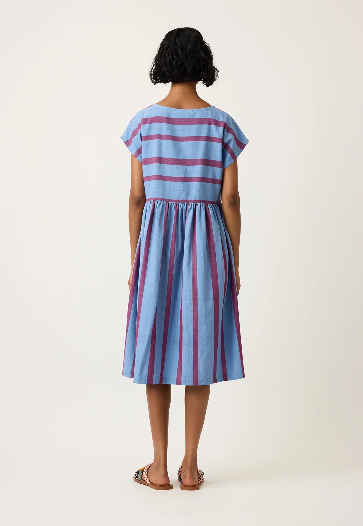Nancybird Tathra Woven Dress in Raspberry Stripe
