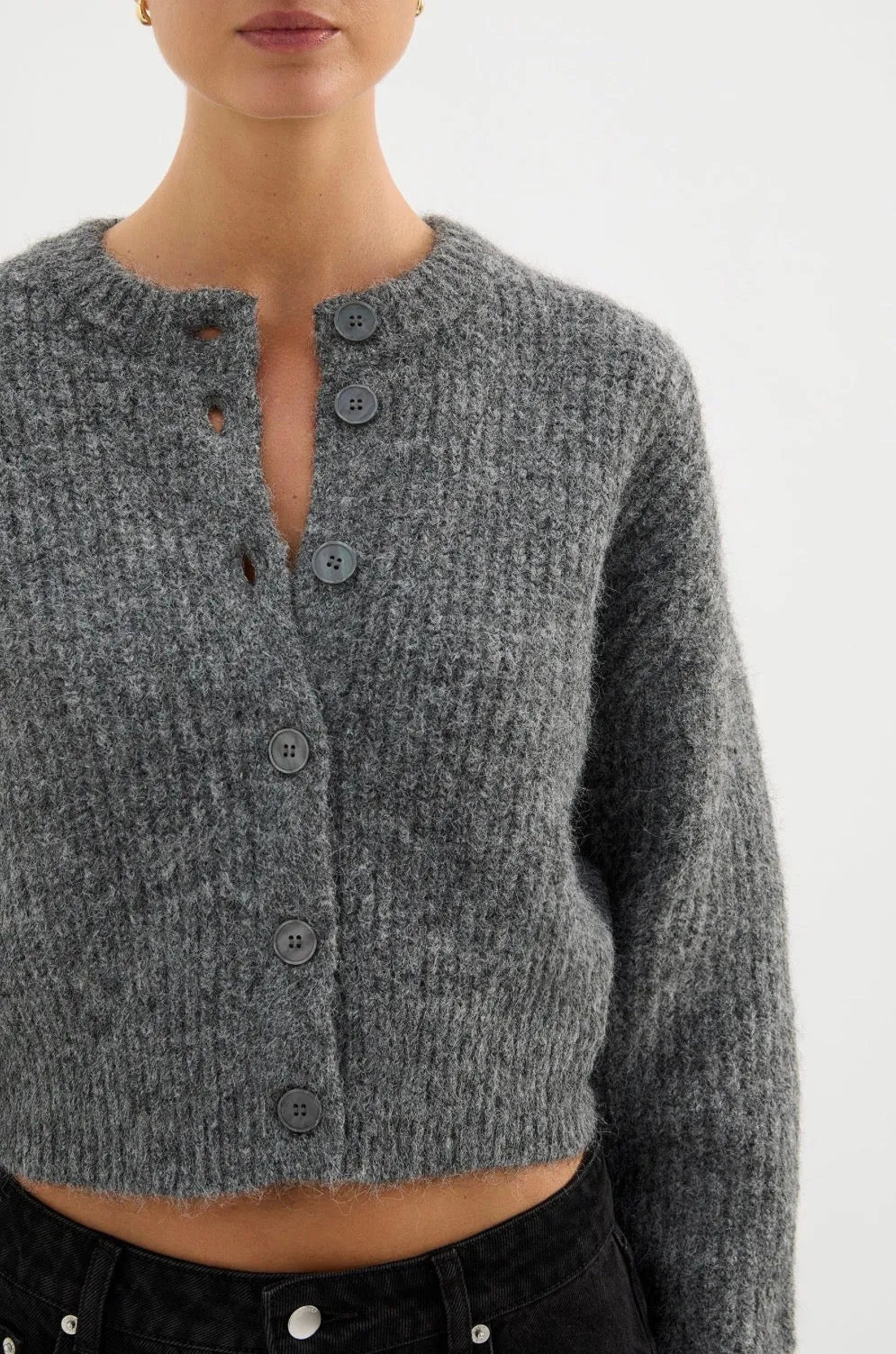 Nude Lucy Nixon Cropped Cardigan Charcoal