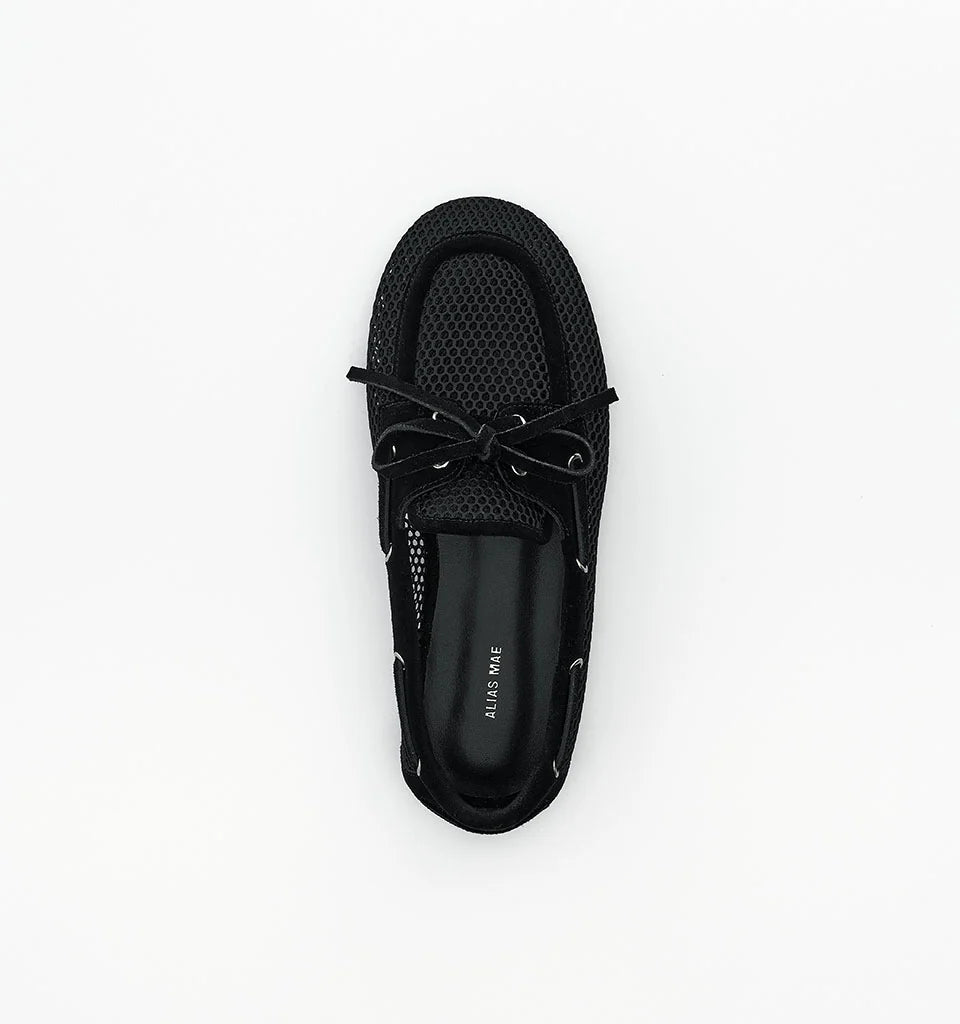 Alias Mae Teddy Mesh Boat Shoe in Black