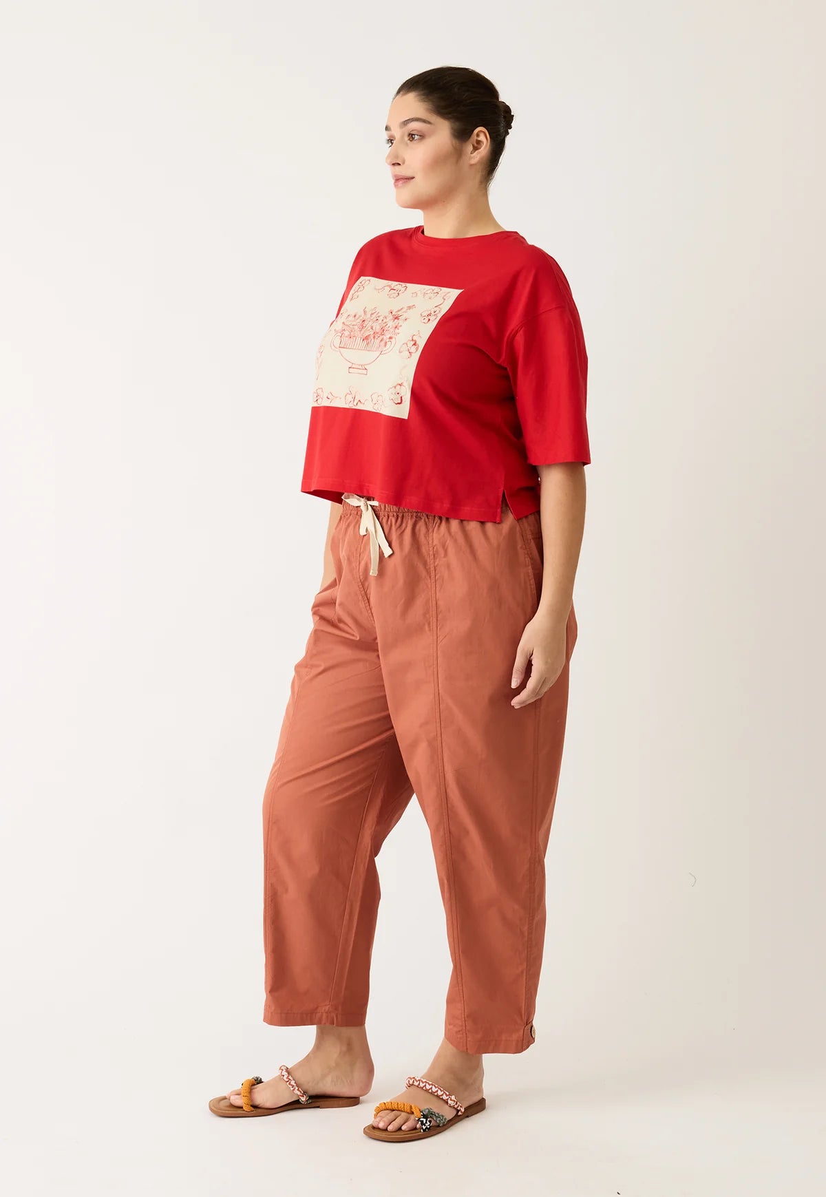 Nancybird Tasmin Boxy Tee in Red Vase
