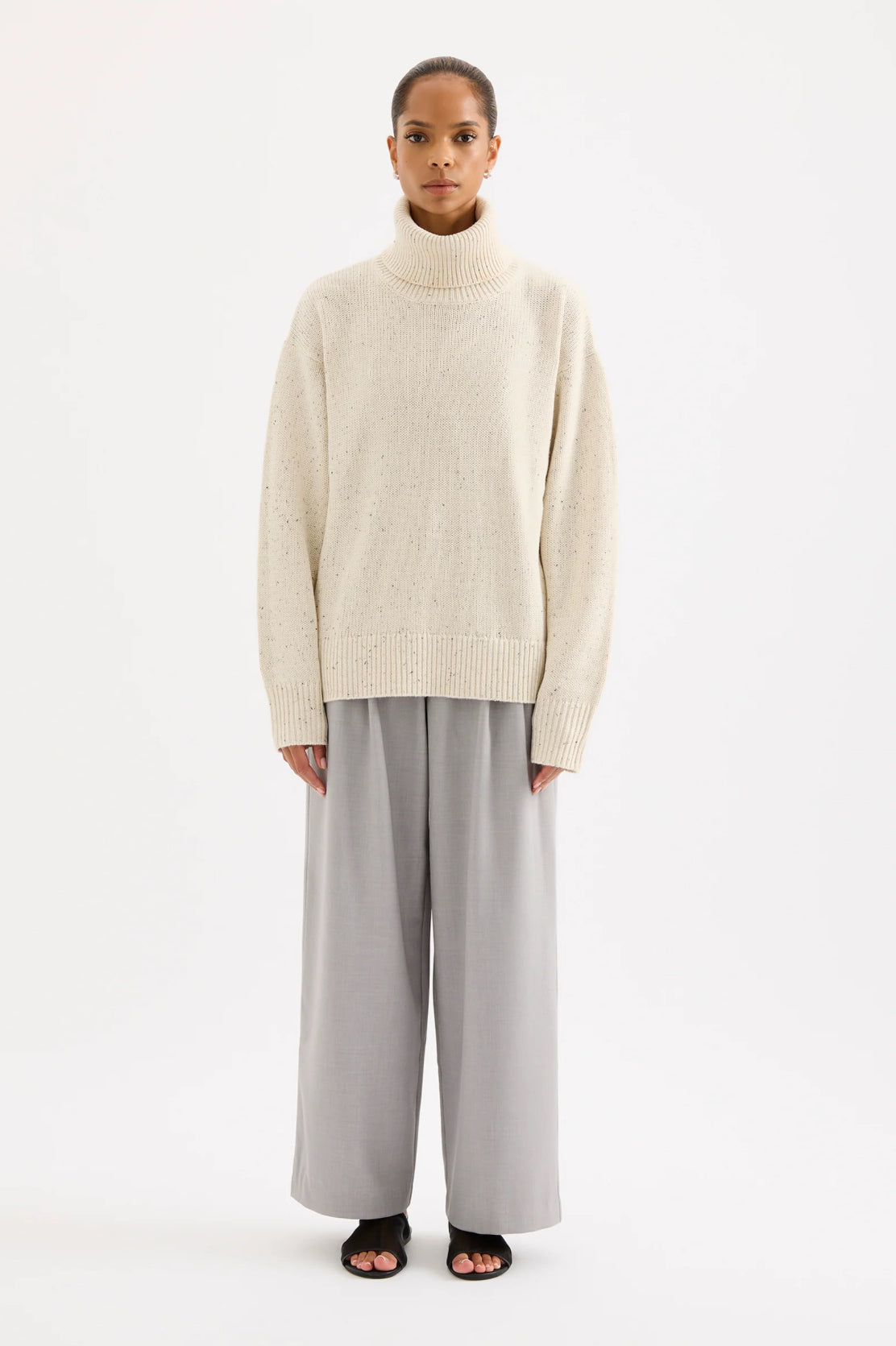 Nude Lucy Lander Turtleneck Knit in Oat Speckle