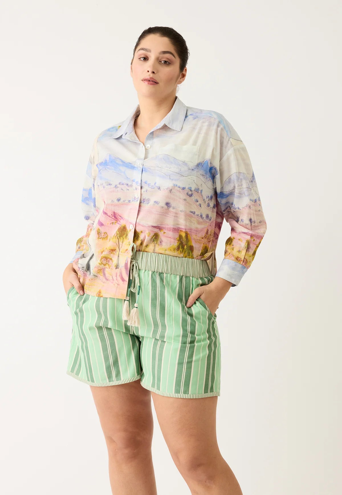 Nancybird Iris Short in Green Stripe