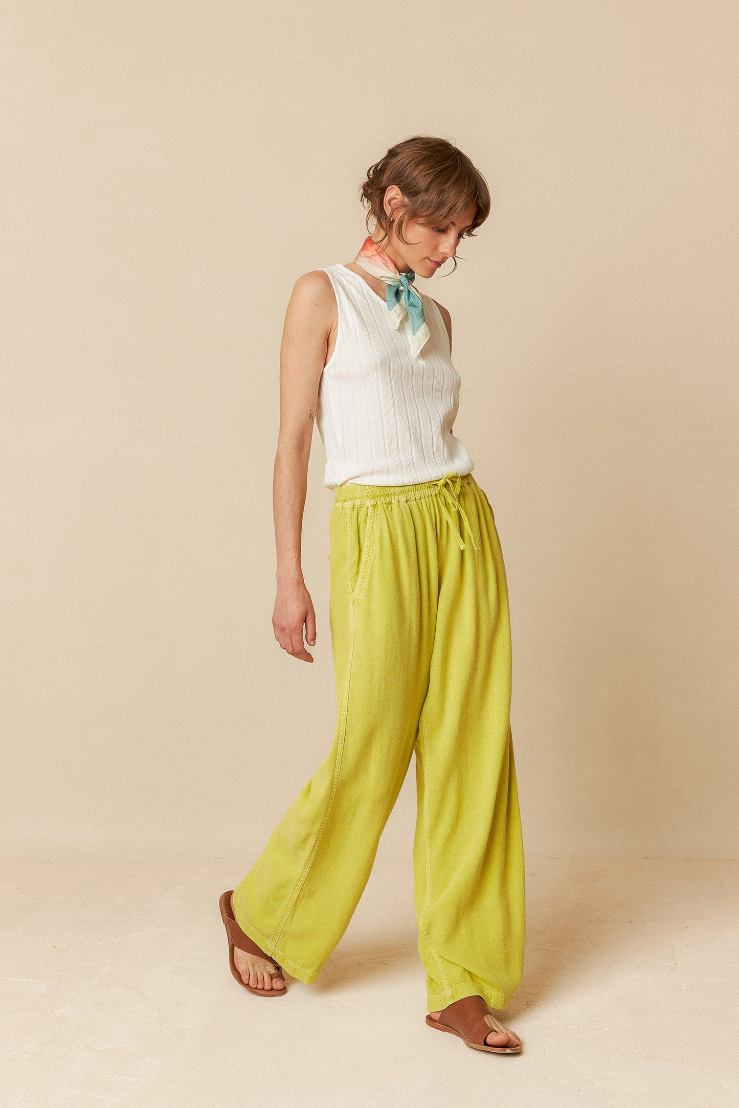 Indi and Cold Maxi Wide Leg Pant in Pistachio
