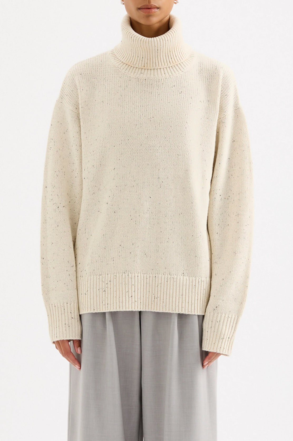 Nude Lucy Lander Turtleneck Knit in Oat Speckle