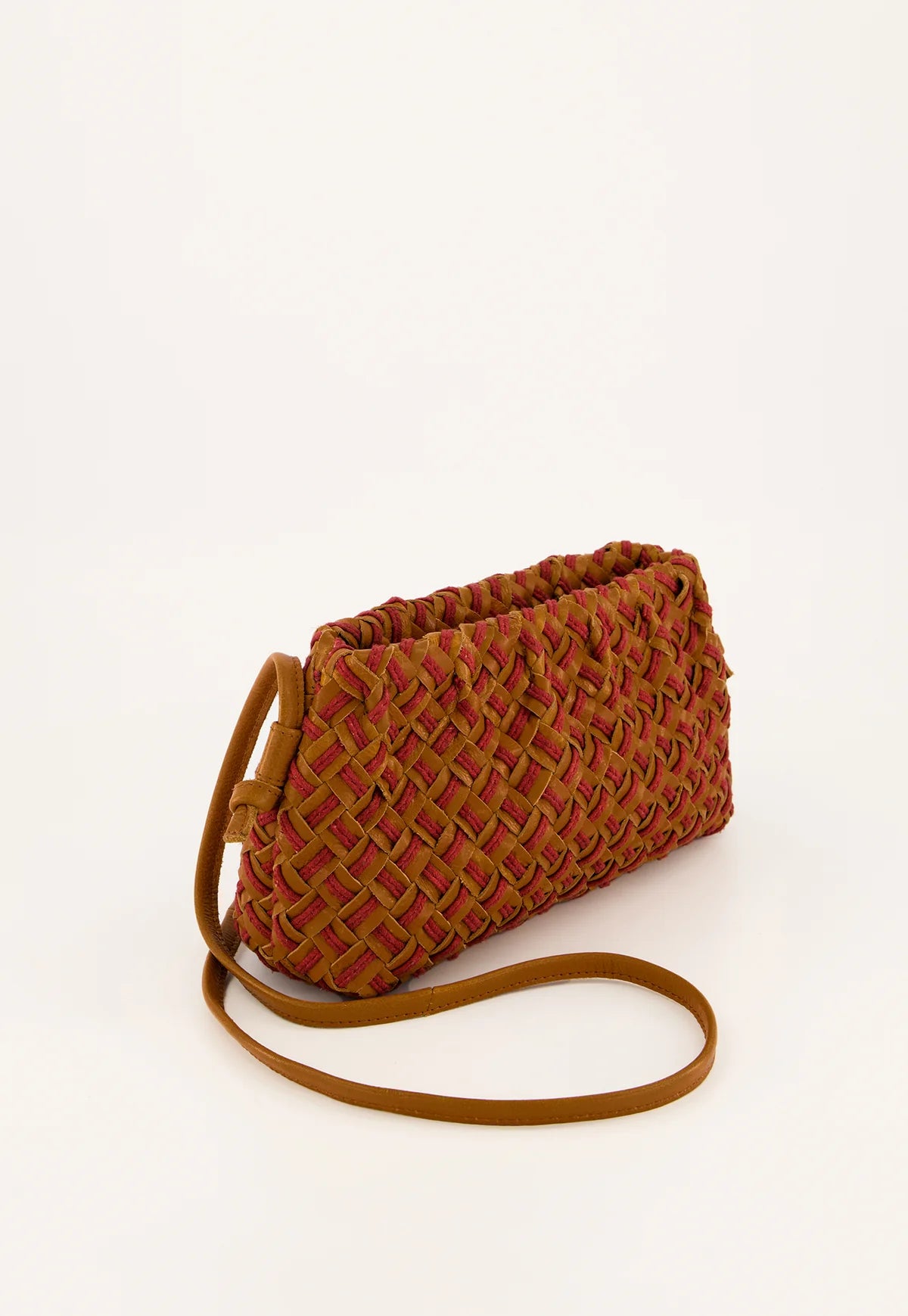 Nancybird Woven Clutch in Ochre Leather