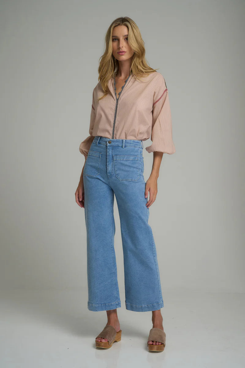 Lilya Molly Denim Pant in Pale Blue - the tartan fox