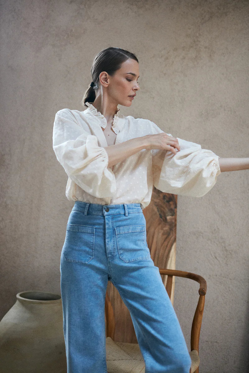 Lilya Molly Denim Pant in Pale Blue - the tartan fox