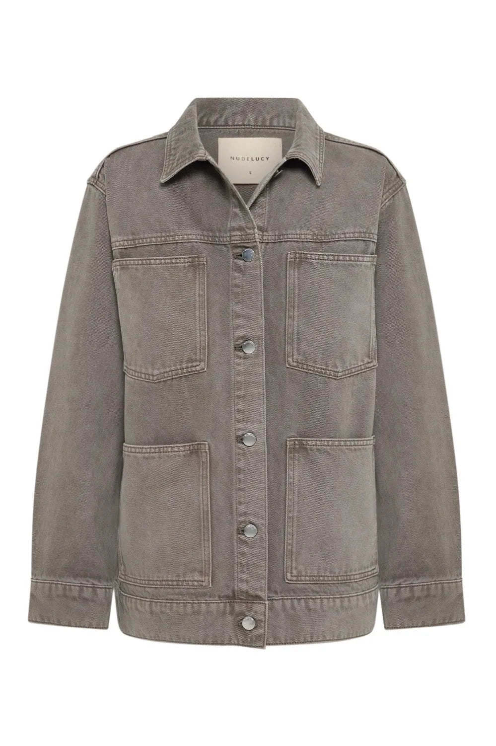 Nude Lucy Soren Denim Jacket in stone grey with four front pockets