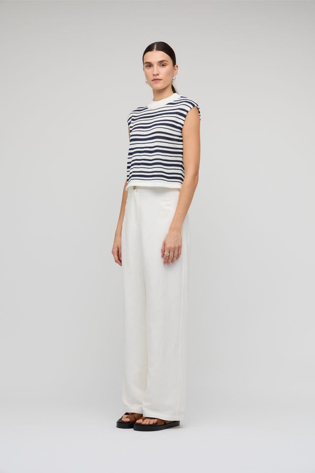 Staple the Label Palmer Stripe Knit Tank White/Navy